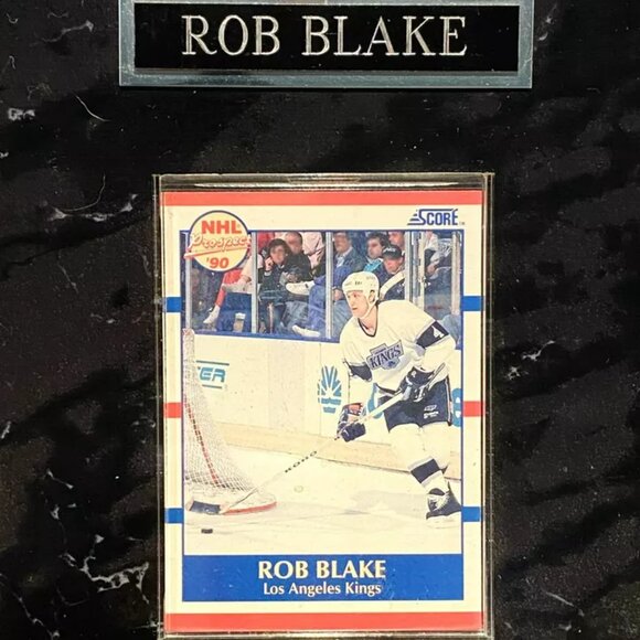 Vintage NHL Rob Blake LA Kings Framed Signed Photo and Rookie Cards - Picture 4 of 5